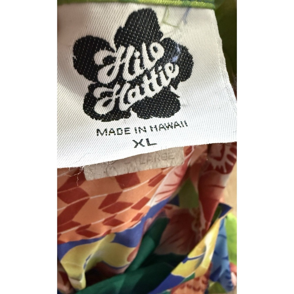 Vintage 80s Hilo Hattie Hawaiian Aloha Shirt Men XL Vibrant Floral USA Buttons - Picture 2 of 2